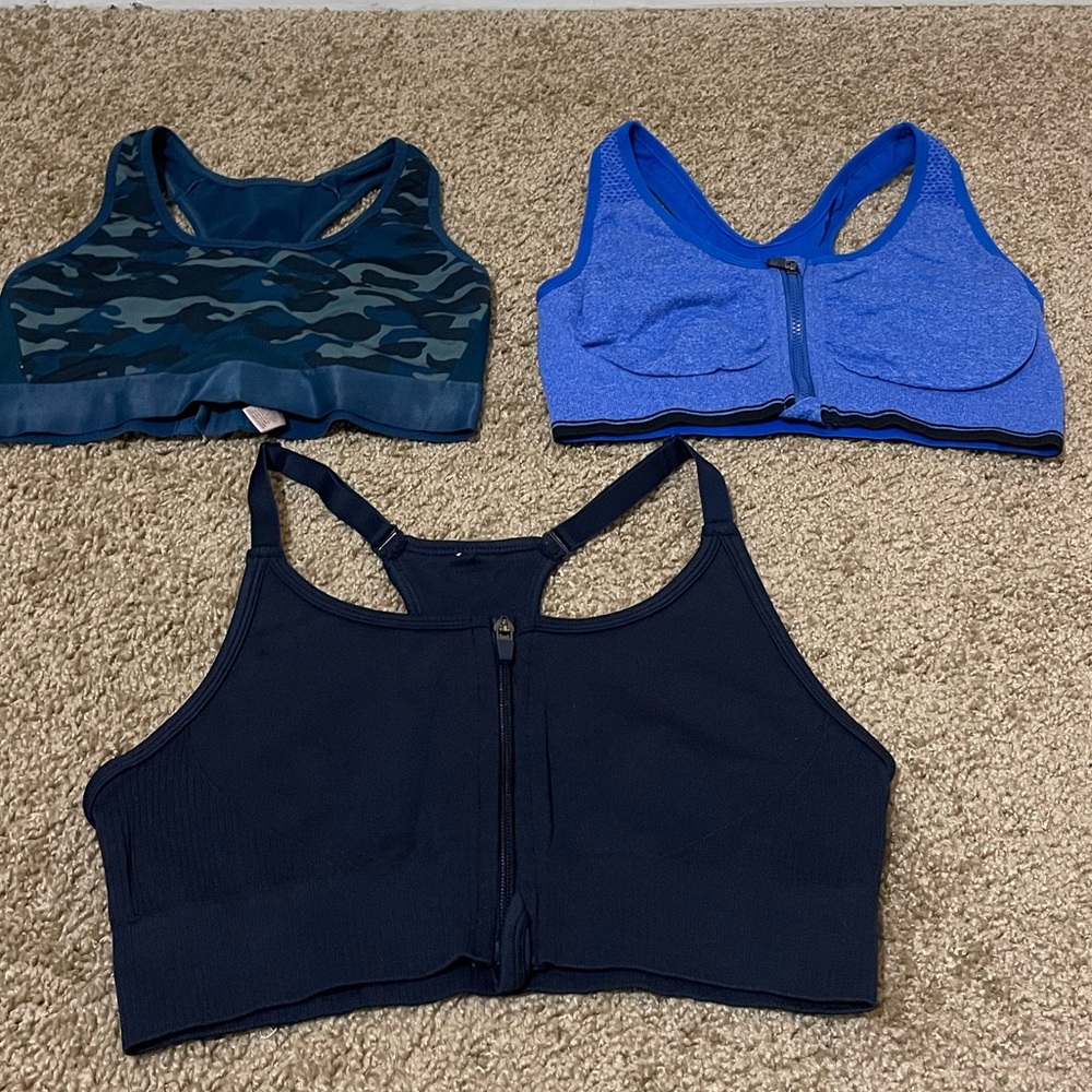 3pc Bundle Women’s Small Boutique Blue Athletic Sports Bras